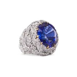 Buccellati AGAPANTO WHITE AND YELLOW GOLD RING WITH TANZANITE
