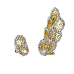 Buccellati ART COLLECTION EARRINGS IN WHITE AND YELLOW GOLD WITH DIAMONDS AND DIAMONDS