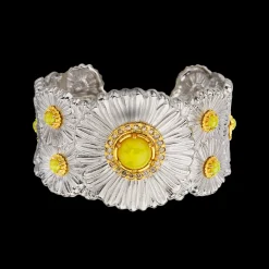 Buccellati BLOSSOMS COLOR SILVER BRACELET WITH DIAMONDS AND YELLOW AGATE