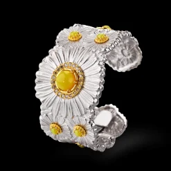 Buccellati BLOSSOMS COLOR SILVER BRACELET WITH DIAMONDS AND YELLOW AGATE