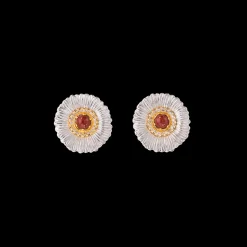 Buccellati BLOSSOMS COLOR SILVER EARRINGS WITH RED JASPER