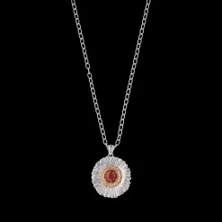 Buccellati BLOSSOMS COLOR SILVER PENDANT EARRINGS WITH RED JASPER