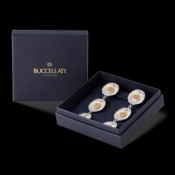 Buccellati BLOSSOMS DAISY SILVER AND VERMEIL PENDANT EARRINGS WITH DIAMONDS