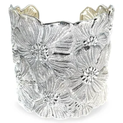 Buccellati BLOSSOMS GARDENIA SILVER EXTRA LARGE CUFF BRACELET