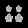 Buccellati BLOSSOMS GARDENIA SILVER AND VERMEIL PENDANT EARRINGS WITH DIAMONDS