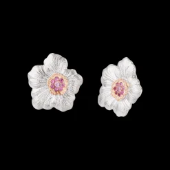Buccellati BLOSSOMS GOLD-PLATED SILVER AND PINK SAPPHIRE BUTTON EARRINGS