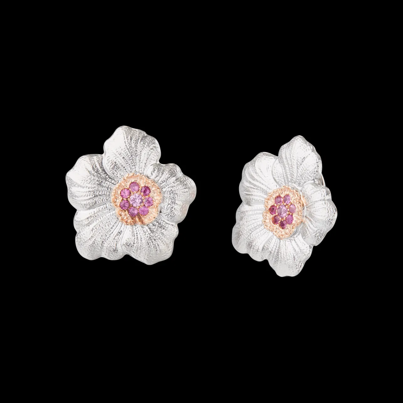 Buccellati BLOSSOMS GOLD-PLATED SILVER AND PINK SAPPHIRE BUTTON EARRINGS