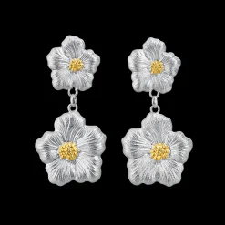 Buccellati BLOSSOMS GOLD-PLATED SILVER AND VERMEIL PENDANT EARRINGS