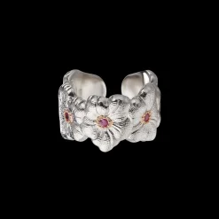 Buccellati BLOSSOMS SILVER AND PINK SAPPHIRE ETERNELLE RING