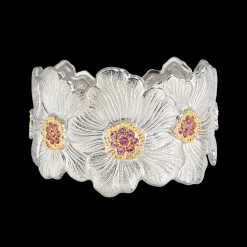 Buccellati BLOSSOMS SILVER AND PINK SAPPHIRE CUFF BRACELET