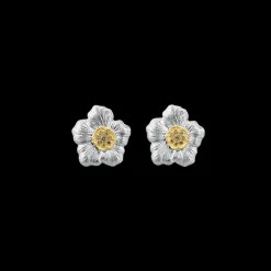 Buccellati BLOSSOMS SILVER AND VERMEIL LARGE BUTTON EARRINGS WITH DIAMONDS