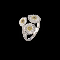 Buccellati BLOSSOMS SILVER AND VERMEIL RING WITH DIAMONDS