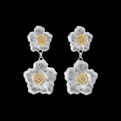 Buccellati BLOSSOMS SILVER AND VERMEIL PENDANT EARRINGS WITH DIAMONDS