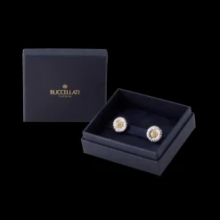 Buccellati BLOSSOMS SILVER AND VERMEIL BUTTON EARRINGS WITH BROWN DIAMONDS