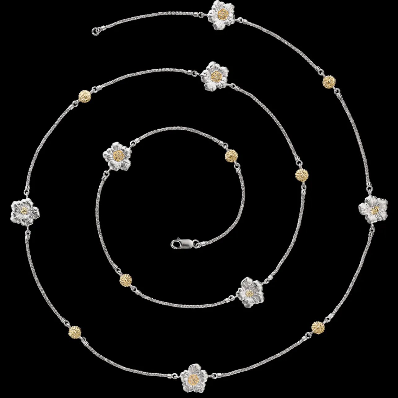Buccellati BLOSSOMS SILVER AND VERMEIL NECKLACE WITH DIAMONDS