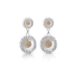 Buccellati BLOSSOMS SILVER AND VERMEIL PENDANT EARRINGS WITH FANCY DIAMONDS