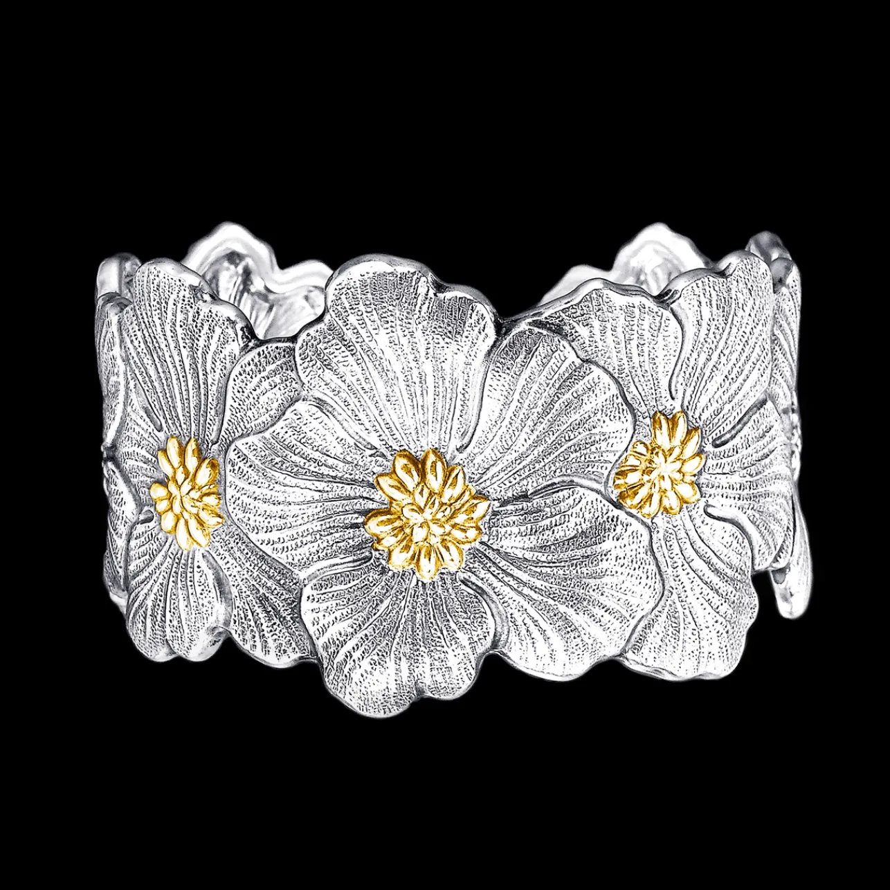 Buccellati BLOSSOMS SILVER AND VERMEIL LARGE CUFF BRACELET