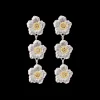 Buccellati BLOSSOMS SILVER AND VERMEIL PENDANT EARRINGS WITH BROWN DIAMONDS