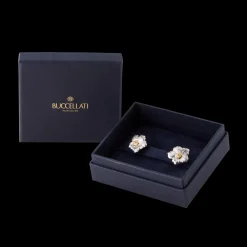Buccellati BLOSSOMS SILVER AND VERMEIL SMALL BUTTON EARRINGS WITH DIAMONDS