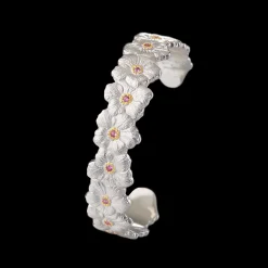Buccellati BLOSSOMS SILVER CUFF BRACELET WITH PINK SAPPHIRE