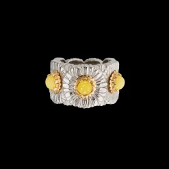 Buccellati BLOSSOMS SILVER ETERNELLE RING WITH YELLOW AGATE