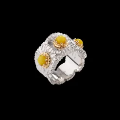 Buccellati BLOSSOMS SILVER ETERNELLE RING WITH YELLOW AGATE