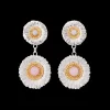 Buccellati BLOSSOMS SILVER PENDANT EARRINGS WITH DIAMONDS AND PINK OPAL