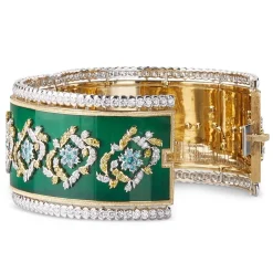 Buccellati CAPRI BANGLE BRACELET IN YELLOW AND WHITE GOLD WITH FANCY DIAMONDS