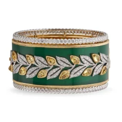 Buccellati CAPRI BANGLE BRACELET IN YELLOW AND WHITE GOLD WITH DIAMONDS & SAPPHIRE