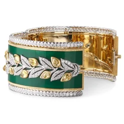 Buccellati CAPRI BANGLE BRACELET IN YELLOW AND WHITE GOLD WITH DIAMONDS & SAPPHIRE