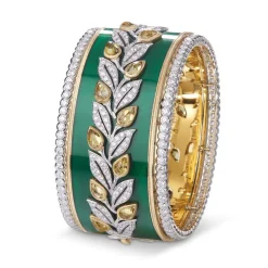 Buccellati CAPRI BANGLE BRACELET IN YELLOW AND WHITE GOLD WITH DIAMONDS & SAPPHIRE