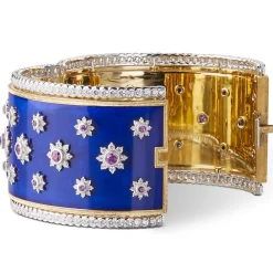 Buccellati CAPRI BANGLE BRACELET IN GOLD WITH DIAMONDS AND SAPPHIRES