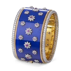 Buccellati CAPRI BANGLE BRACELET IN GOLD WITH DIAMONDS AND SAPPHIRES