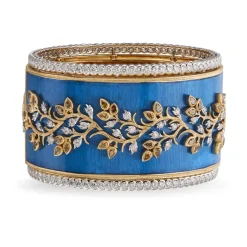 Buccellati CAPRI BANGLE BRACELET IN YELLOW AND WHITE GOLD WITH DIAMONDS