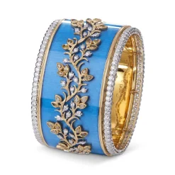 Buccellati CAPRI BANGLE BRACELET IN YELLOW AND WHITE GOLD WITH DIAMONDS