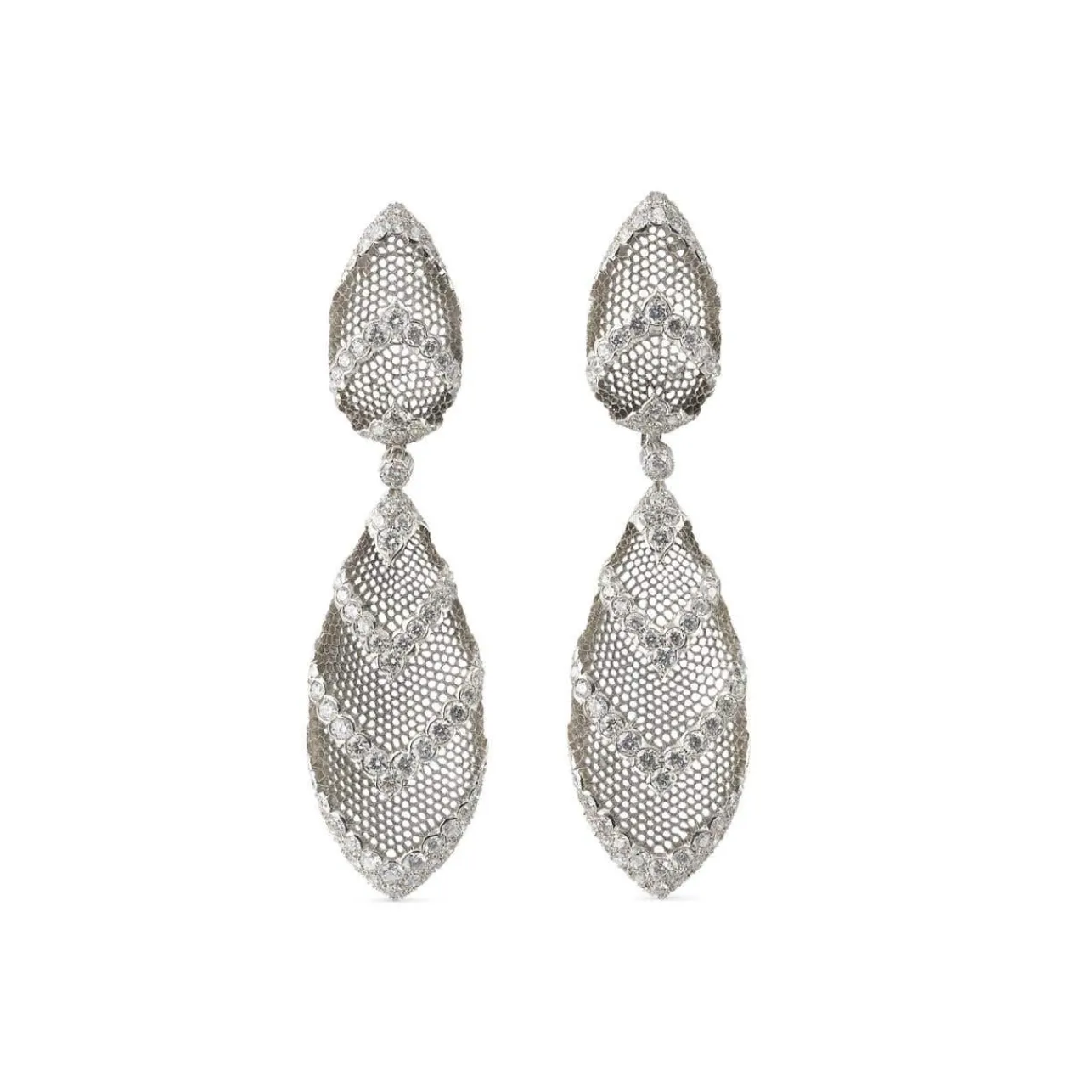 Buccellati COCKTAIL WHITE GOLD PENDANT EARRINGS WITH ROUND DIAMONDS