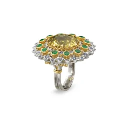 Buccellati COLOURED COCKTAIL WHITE AND YELLOW GOLD RING WITH TOURMALINE