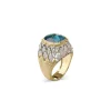 Buccellati COLOURED COCKTAIL WHITE AND YELLOW GOLD RING WITH BLUE ZIRCONS