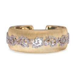 Buccellati CUFF 2.5 BRACELET IN YELLOW AND WHITE GOLD WITH DIAMONDS