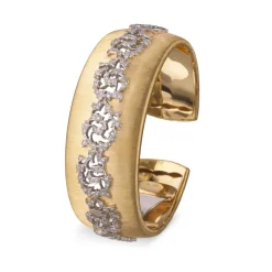 Buccellati CUFF 2.5 BRACELET IN YELLOW AND WHITE GOLD WITH DIAMONDS
