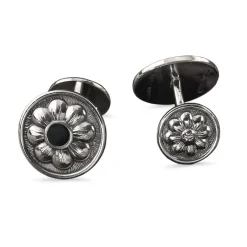 Buccellati DAISY SILVER CUFFLINKS WITH ONYX