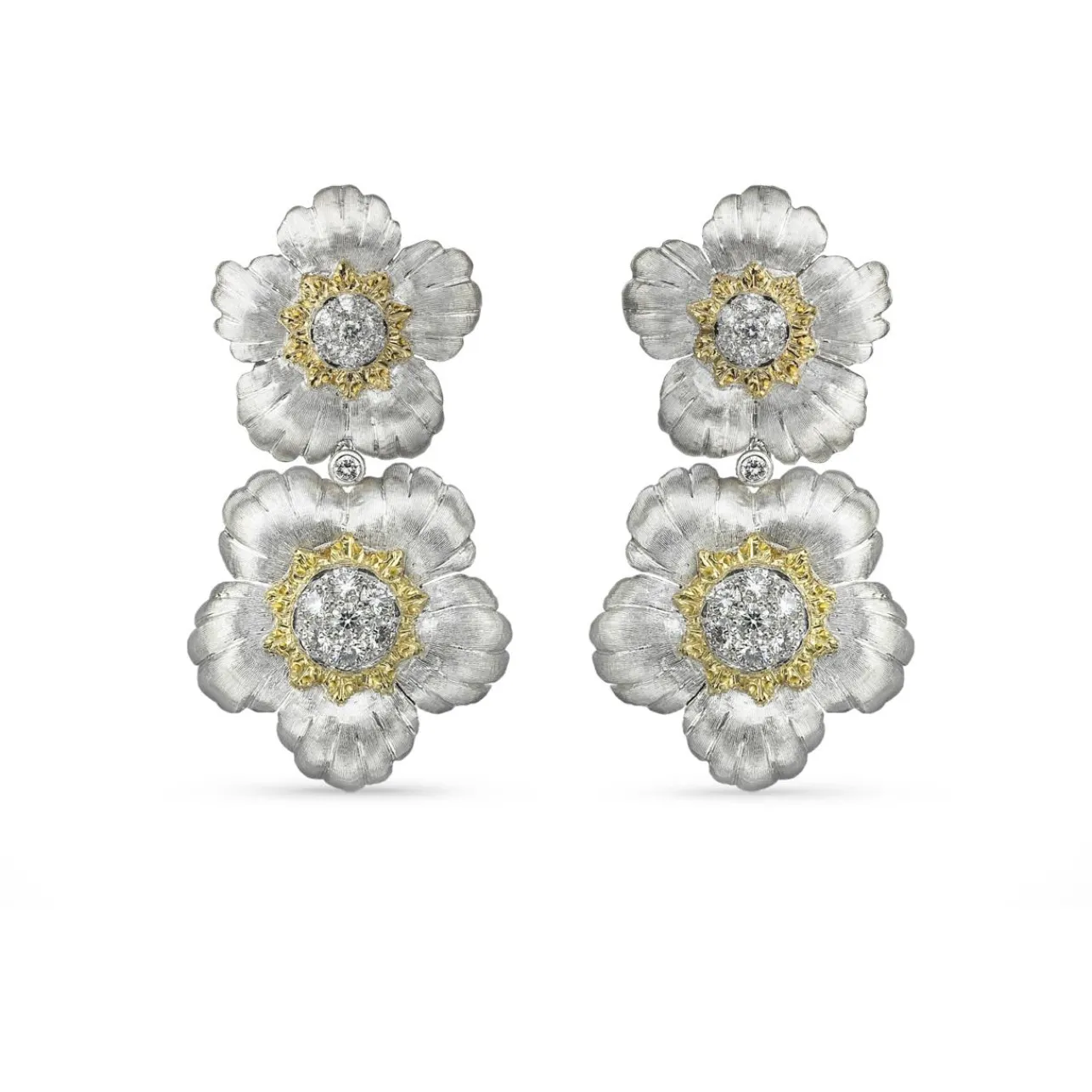 Buccellati DAPHNE WHITE AND YELLOW GOLD EARRINGS WITH DIAMONDS