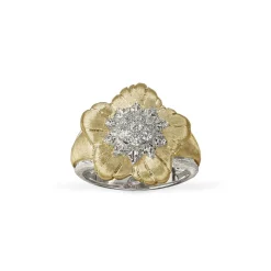 Buccellati DAPHNE YELLOW AND WHITE GOLD RING WITH DIAMONDS
