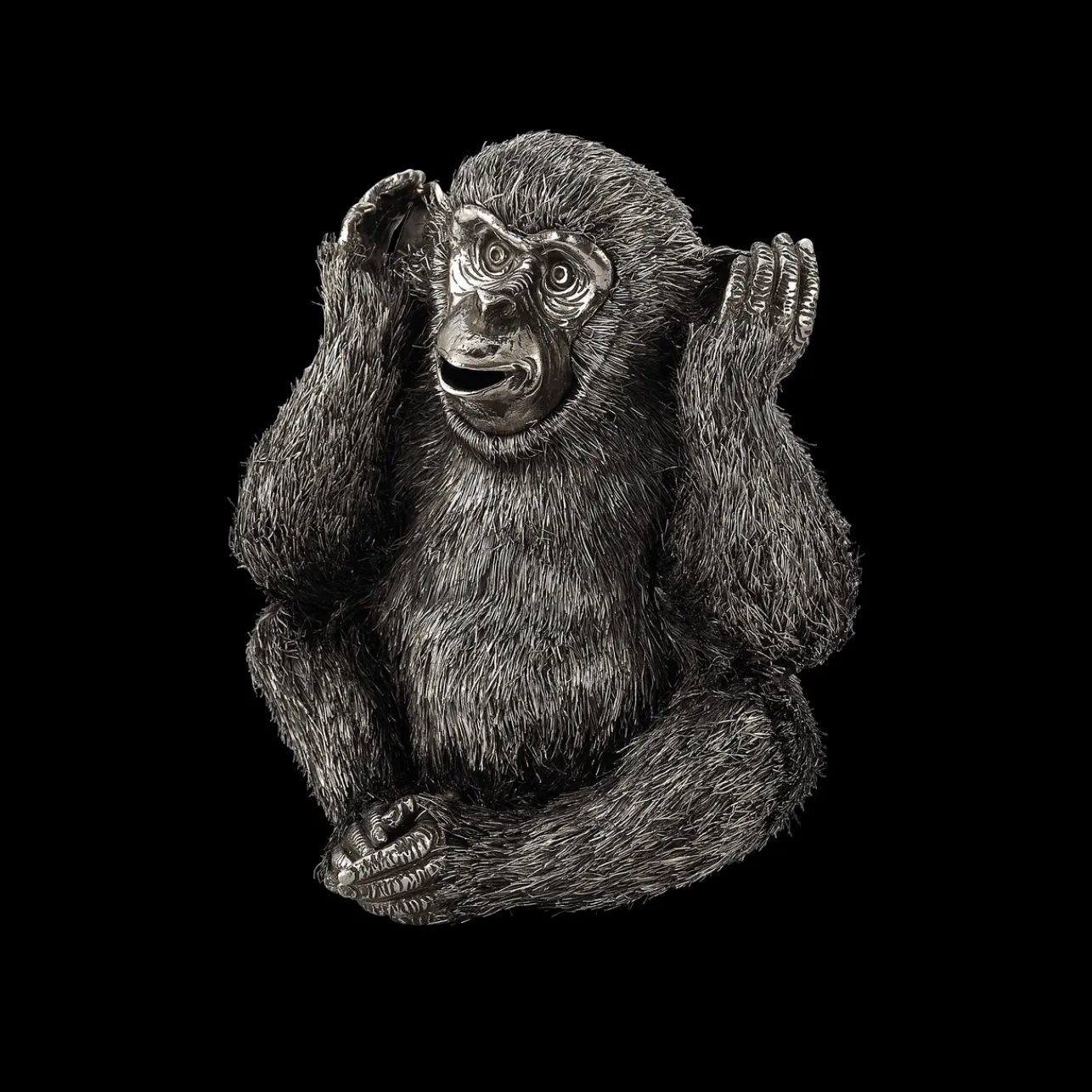 Buccellati FURRY HEAR-NO-EVIL MONKEY IN SILVER