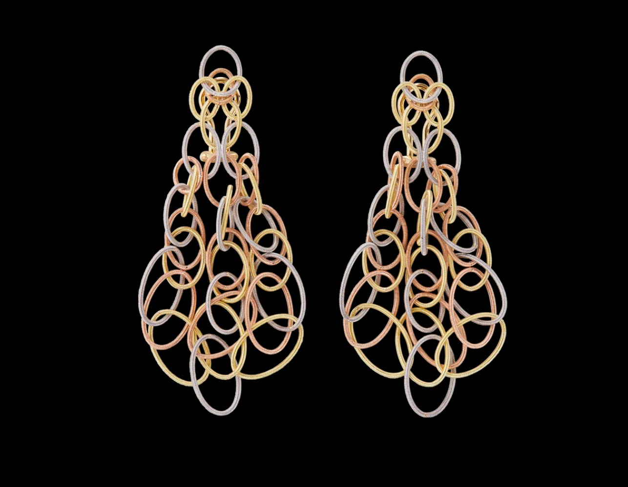 Buccellati HAWAII PENDANT EARRINGS IN YELLOW, WHITE AND PINK GOLD