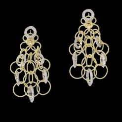 Buccellati HAWAII YELLOW AND WHITE GOLD PENDANT EARRINGS WITH DIAMONDS