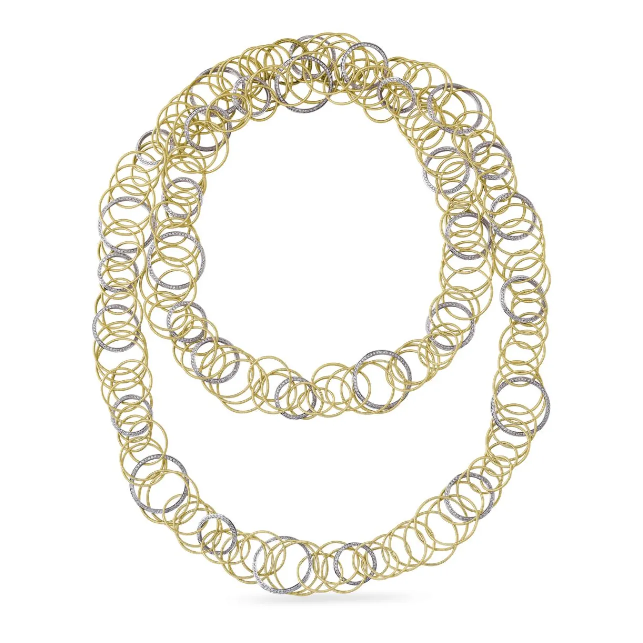 Buccellati HAWAII YELLOW AND WHITE GOLD SET NECKLACE WITH DIAMONDS