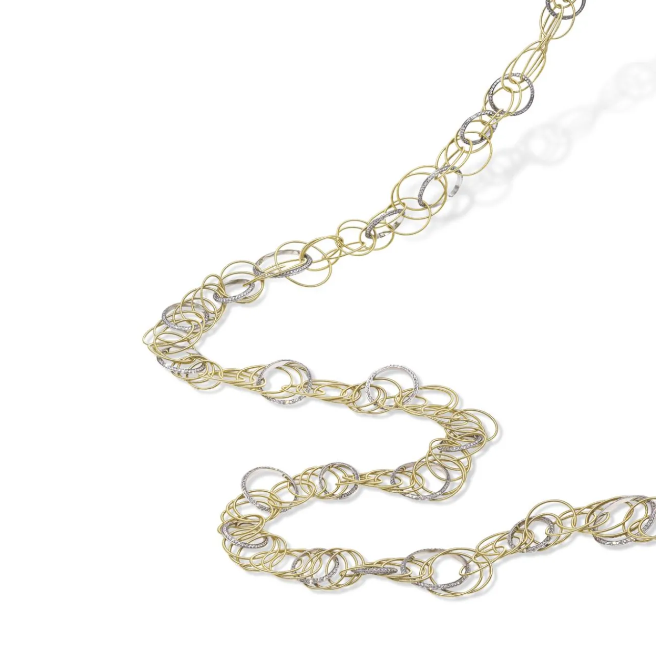 Buccellati HAWAII YELLOW AND WHITE GOLD SET NECKLACE WITH DIAMONDS