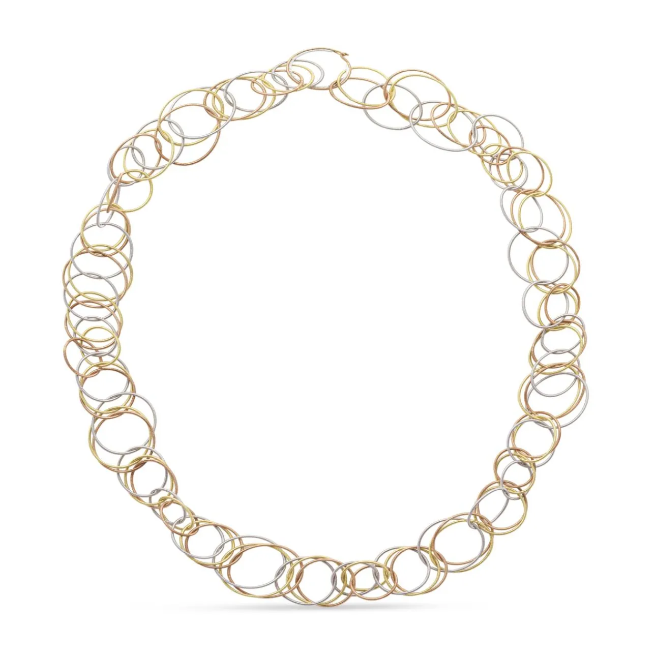 Buccellati HAWAII YELLOW WHITE AND PINK GOLD NECKLACE WITH HAND-TWISTED THREADS