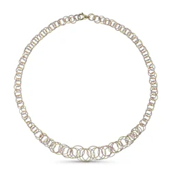Buccellati HAWAII YELLOW WHITE AND PINK GOLD NECKLACE WITH TINY CIRCLES
